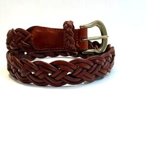 Talbots Women Size Large Brown Woven Belt Brass Buckle